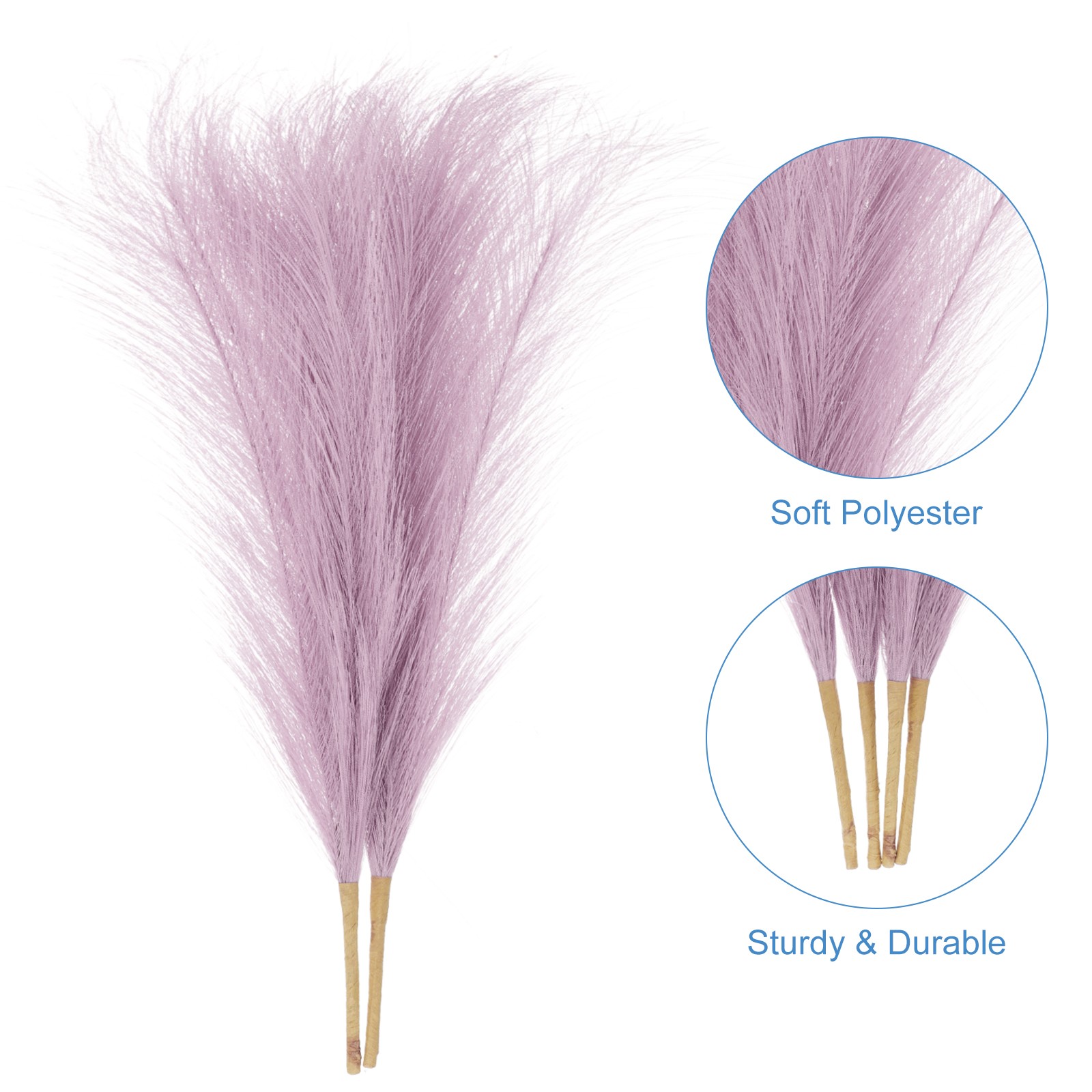2pcs Faux Pampas Grass 17 Inch 10 Stem Artificial Grass for Decor, Light Purple