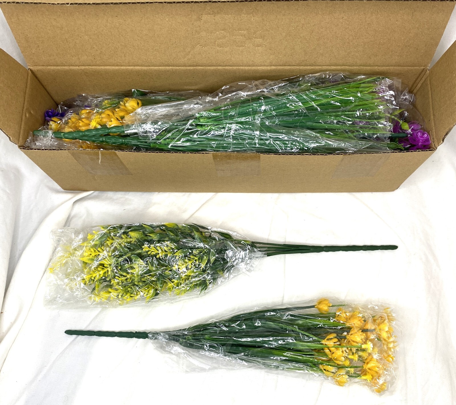 Ageomet 9pcs Artificial Flowers Yellow & Purple