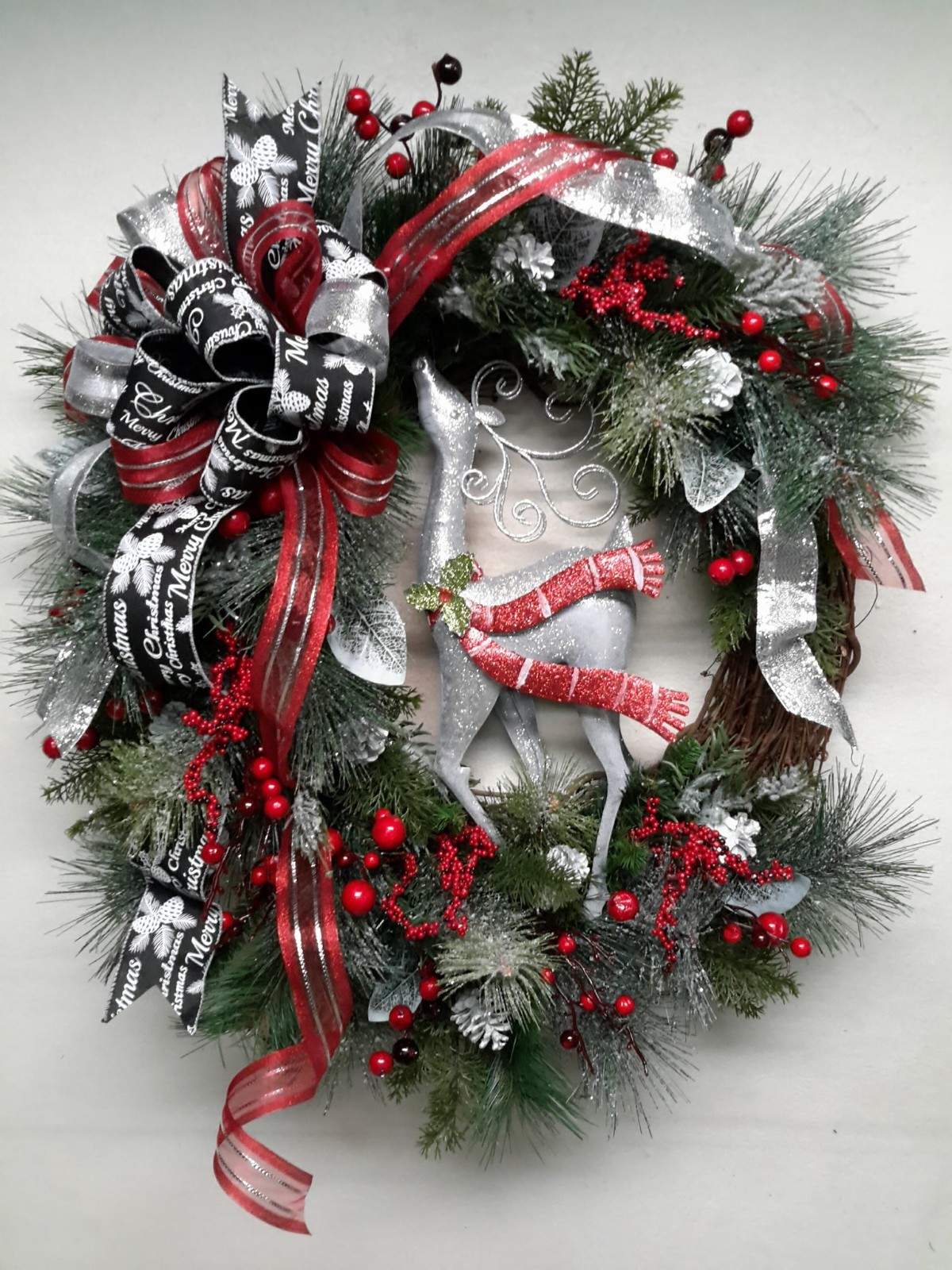 Winter Wreath Christmas Deer Door Decoration Woodsy Wreath SALE