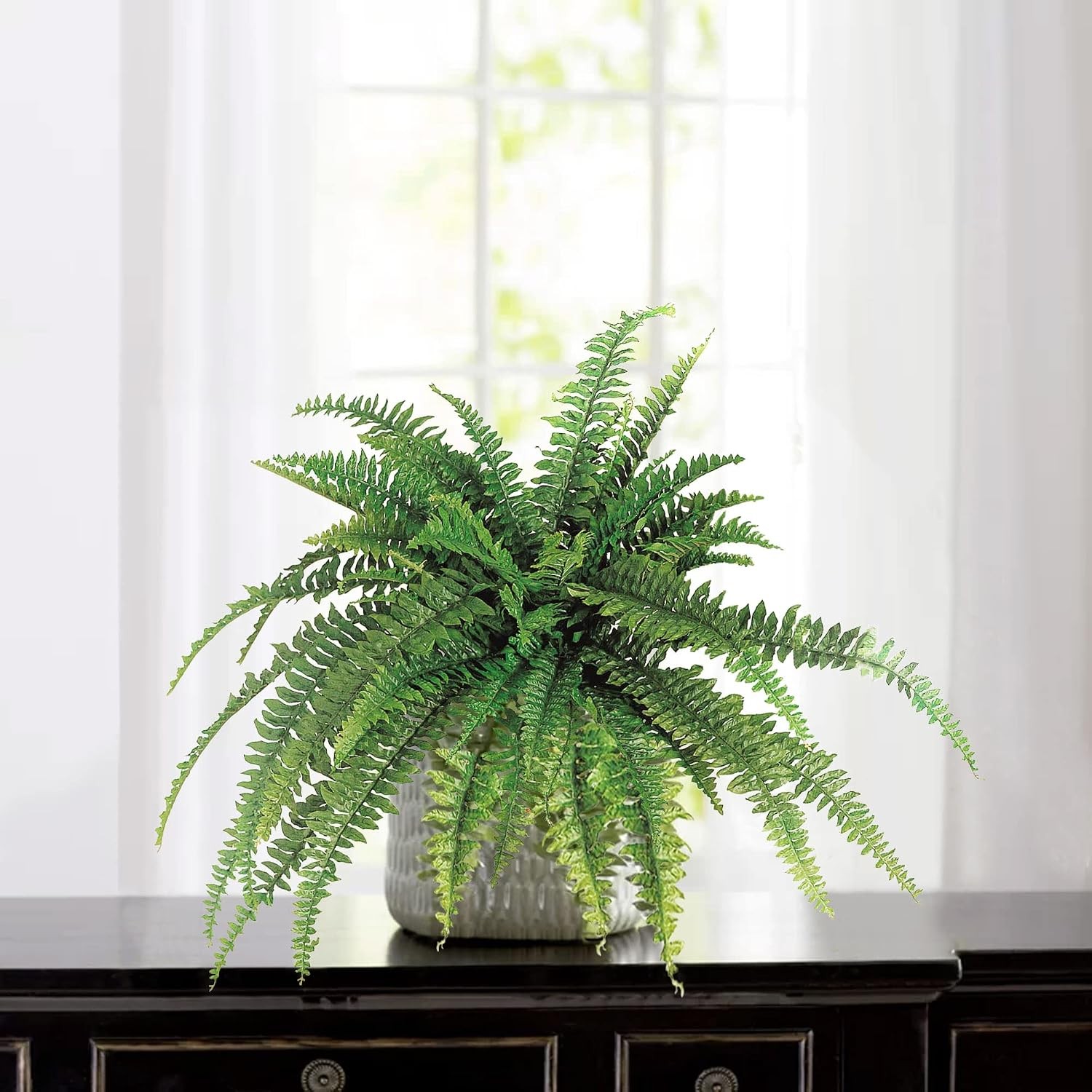 48-Inch Boston Fern Artificial Plants – Set of 6 Silk Ferns 48 Fronds Each Pack