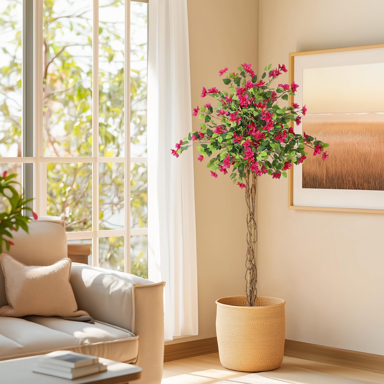 GarveeHome 5 ft Artificial Bougainvillea Tree, Tall Potted Artificial Plants …