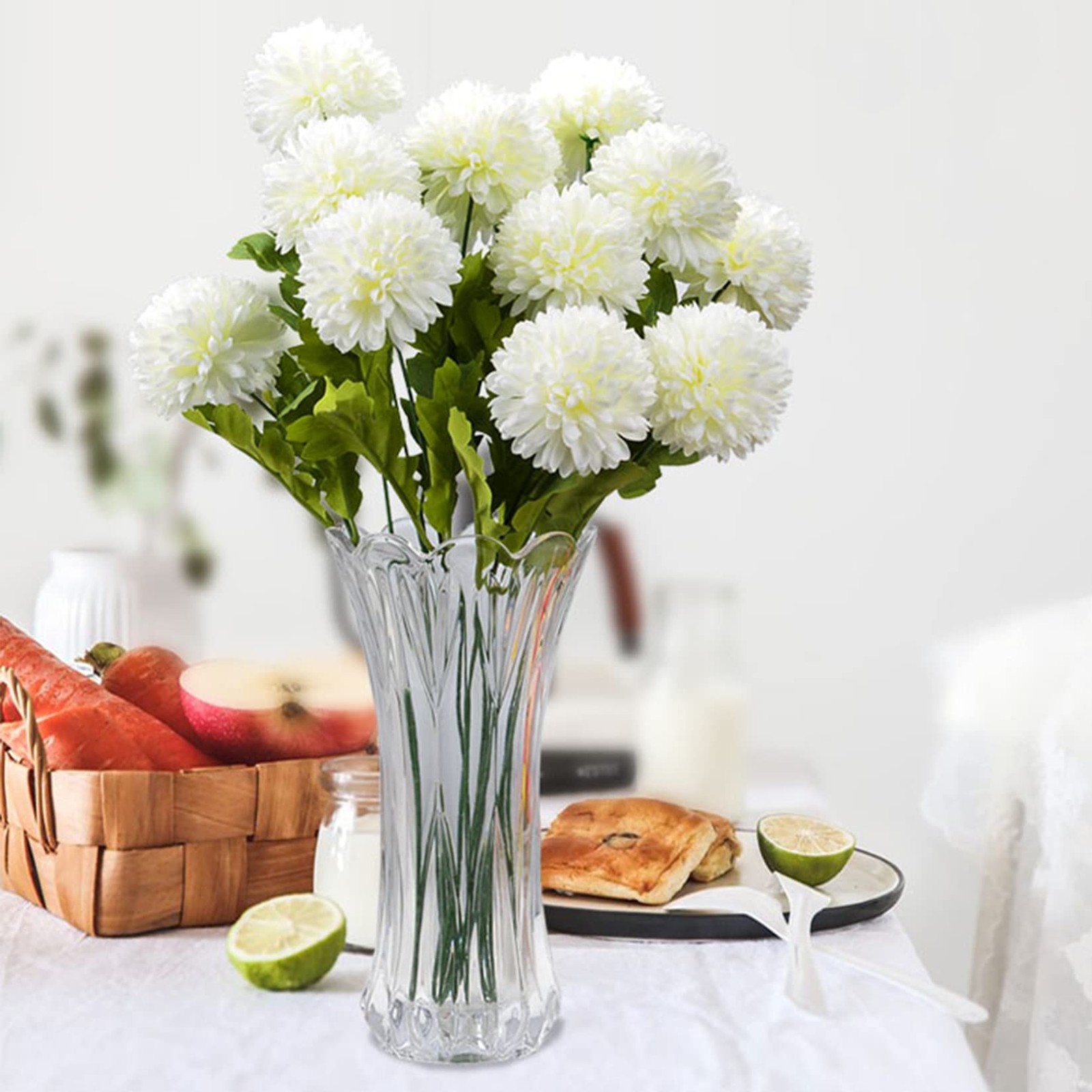 24 Silk Chrysanthemum Head Bouquet White Bouquets Hydrangea,12 Pcs Artificial…