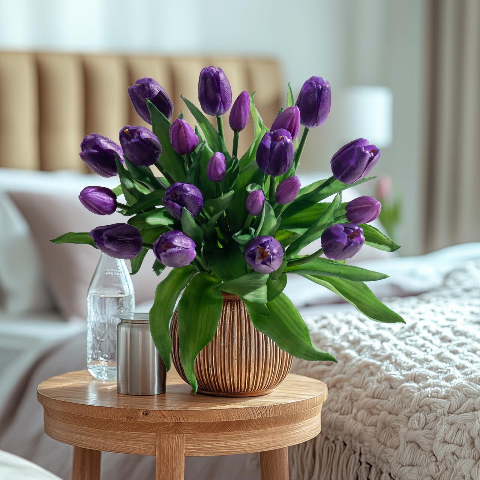 20 PCS Fake Tulips 12 Inch Artificial Silk Flowers Bouquet Gift Box Decor