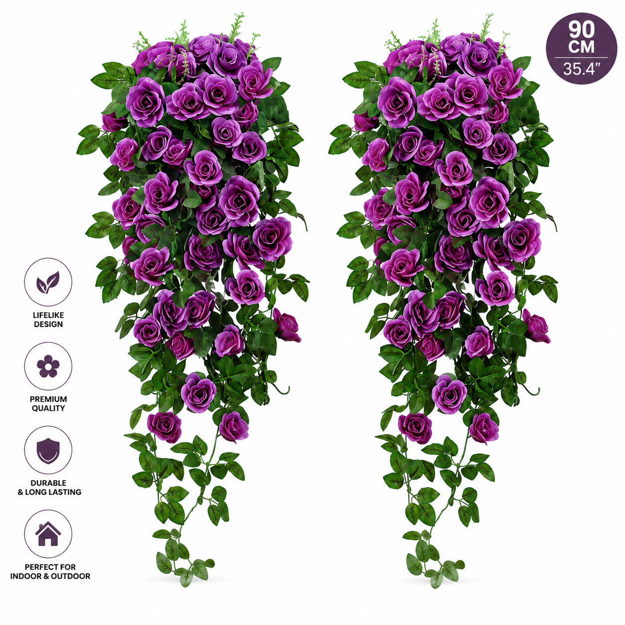 Artificial Purple Flower Garland Vine 90cm Hanging Faux Ivy Plant Home Party Dec