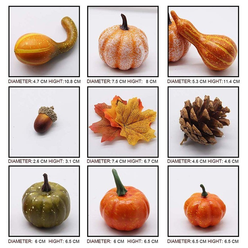 Harvest Decorations Props Artificial`Mini Pumpkin Gourd Berries Maple Leaf