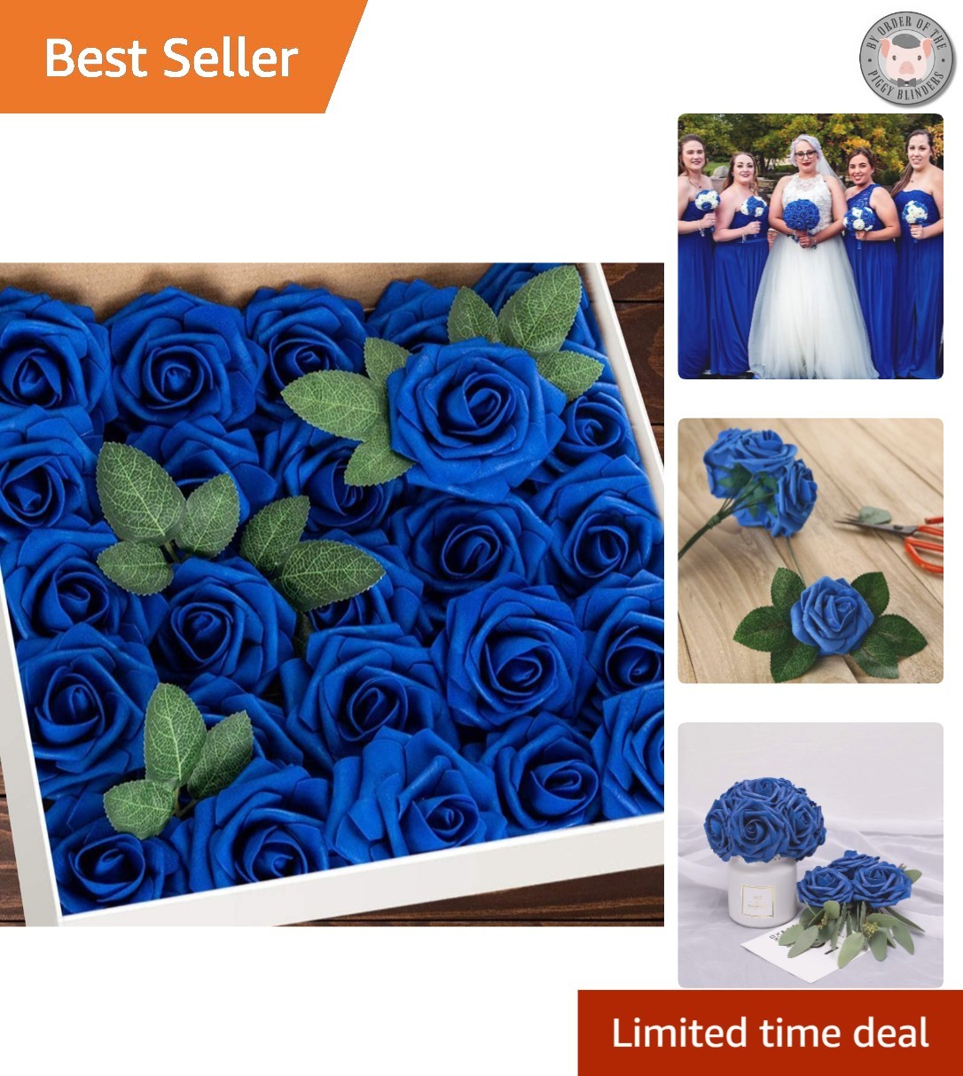 Transform Your Space with 50 Eco-Friendly Royal Blue Artificial Roses & Leaves