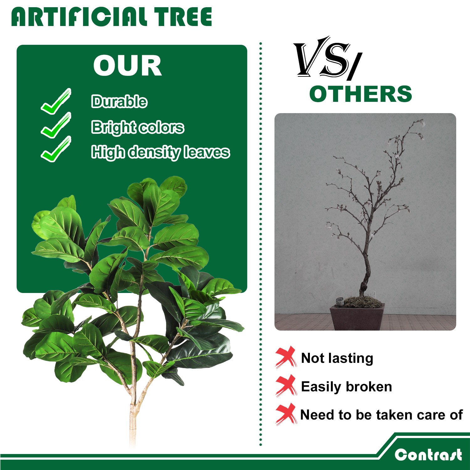 5ft 6ft Artificial Fiddle Leaf Fig Tree with Plastic Pot Decor