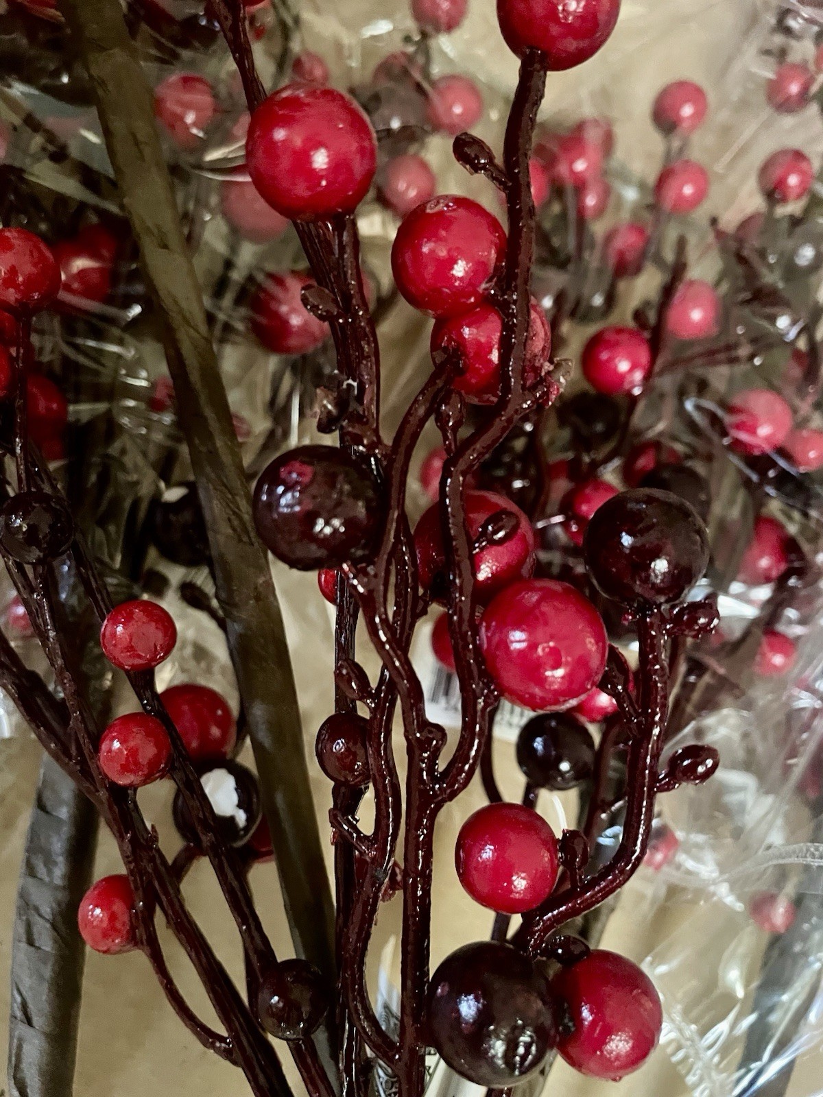 Lot Of 12 Vickerman Christmas Red Burgundy Mixed Berry Branch Sprays 34” Long