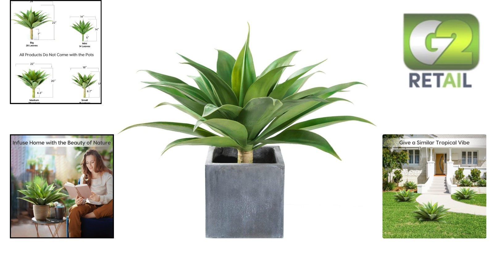 Elegant 28-Inch UV Resistant Fake Agave Plant for Stunning Indoor/Outdoor Decor