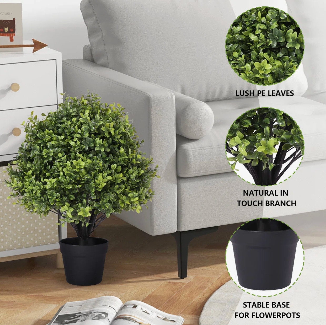 Primrue Guttenberg Faux Boxwood Topiary Set of 2 in Pot 24″ Artificial Plant