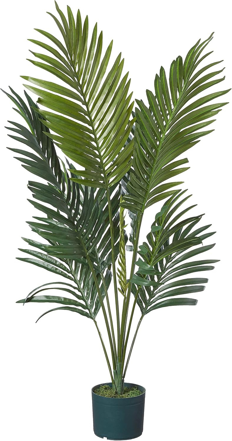 4 Ft Artificial Kentia Palm Tree with Nursery Pot | 9 Full Fronds of Breezy Palm