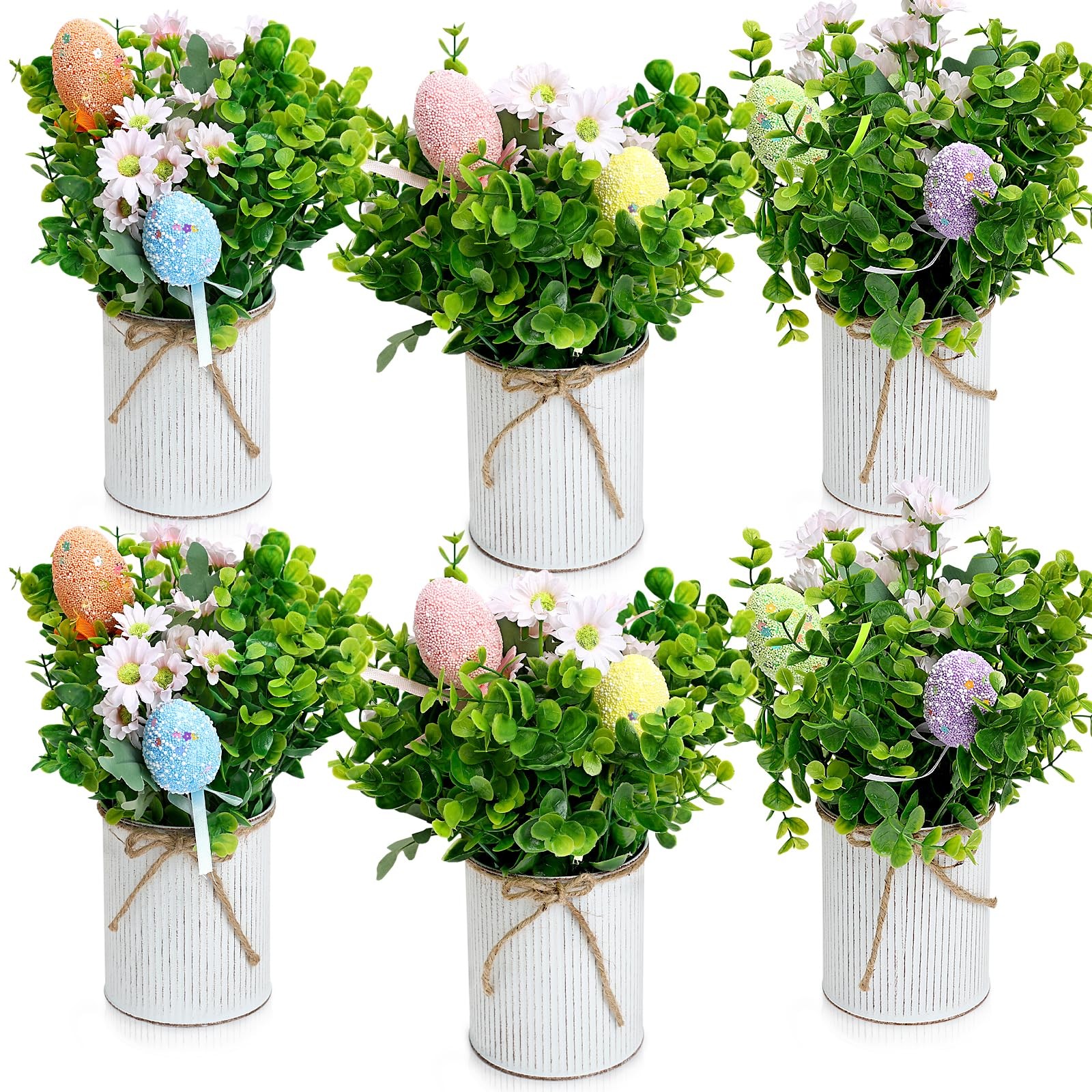 DIYDOFUN Spring Easter Table Decorations Centerpieces – Set of 6 PreMade Eggs…