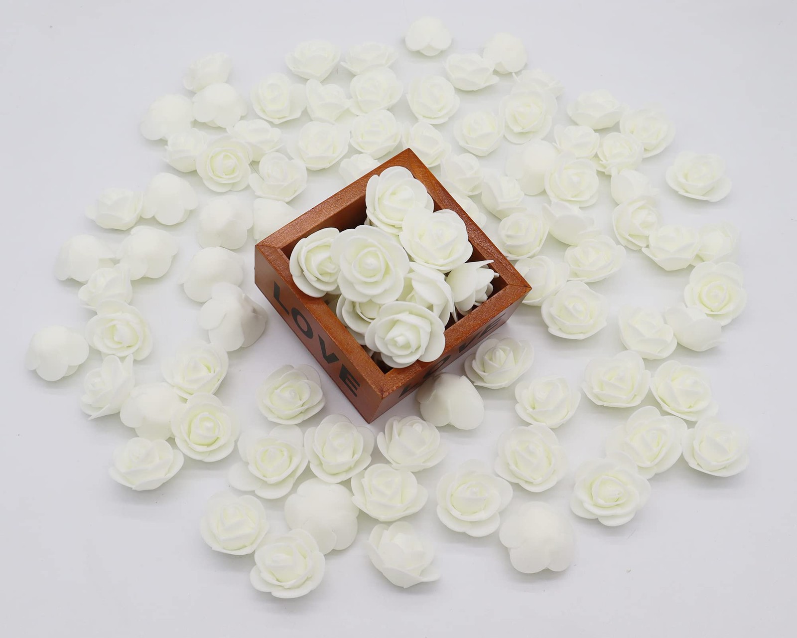 100 PCS Ivory 3CM Mini Fake Roses Artificial Flowers DIY Wedding Bouquets