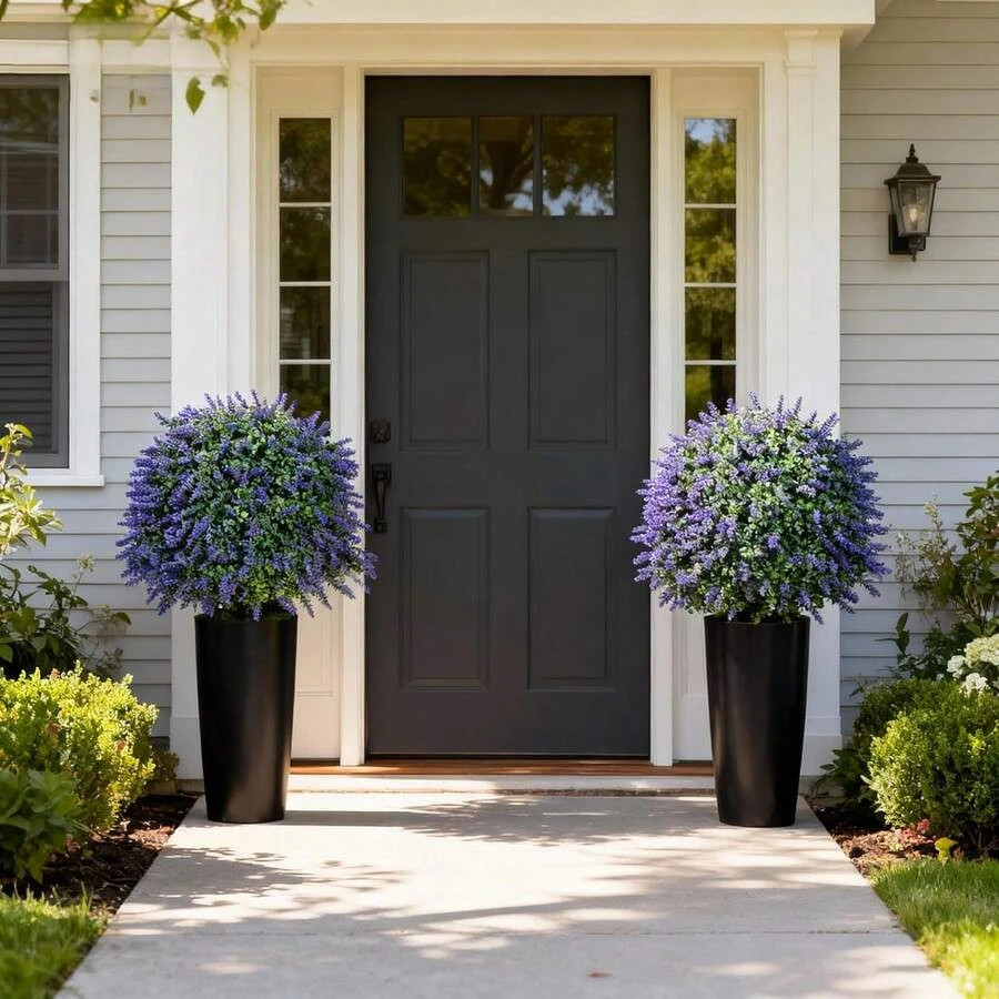 Artificial Plants Outdoor 21 6 Topiary Ball Trees Lavender 2 Front Porch Faux
