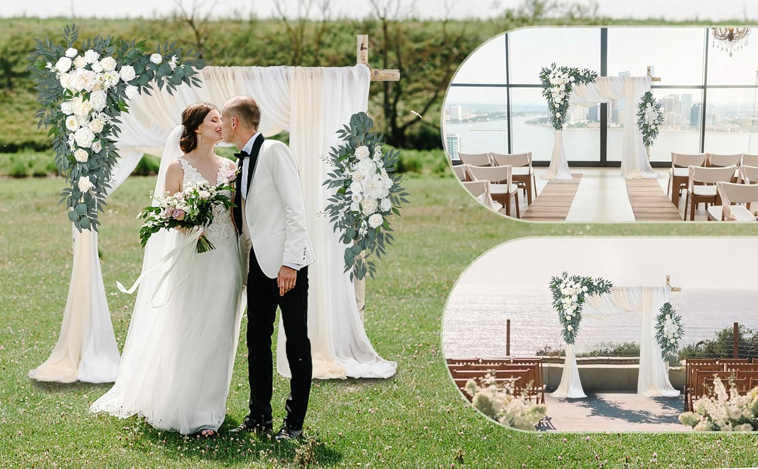 Artificial Wedding Arch Flowers Kit(Pack of 4) 2Pcs Large Artificial Flower Swag