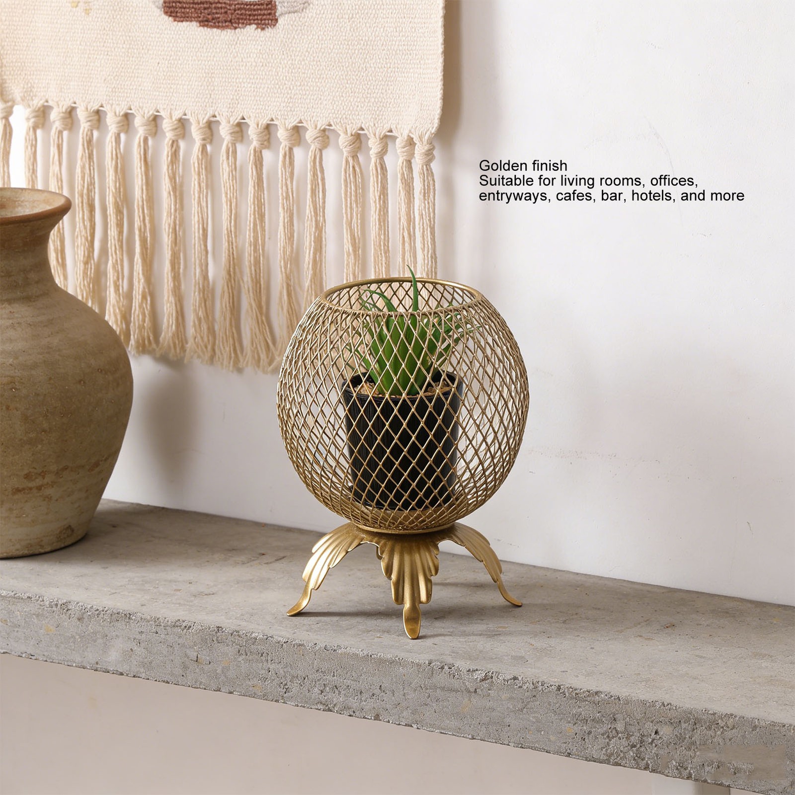 2-Decorative Fake Plant With Metal Cage Indoor Home Entryway Decor