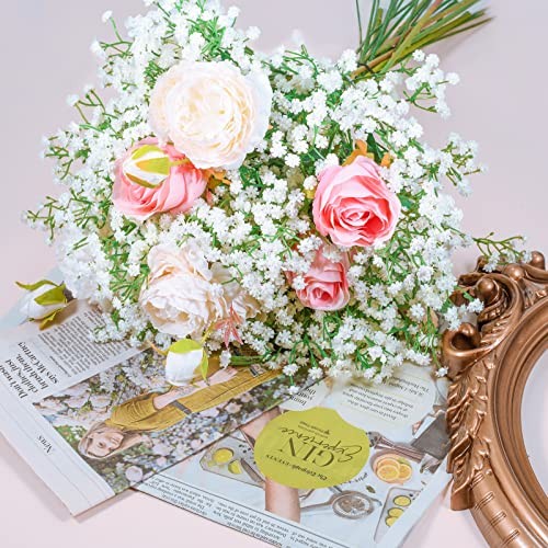 Babys Breath Artificial Flowers,12 Pcs Gypsophila Faux Flowers for 12pcs White