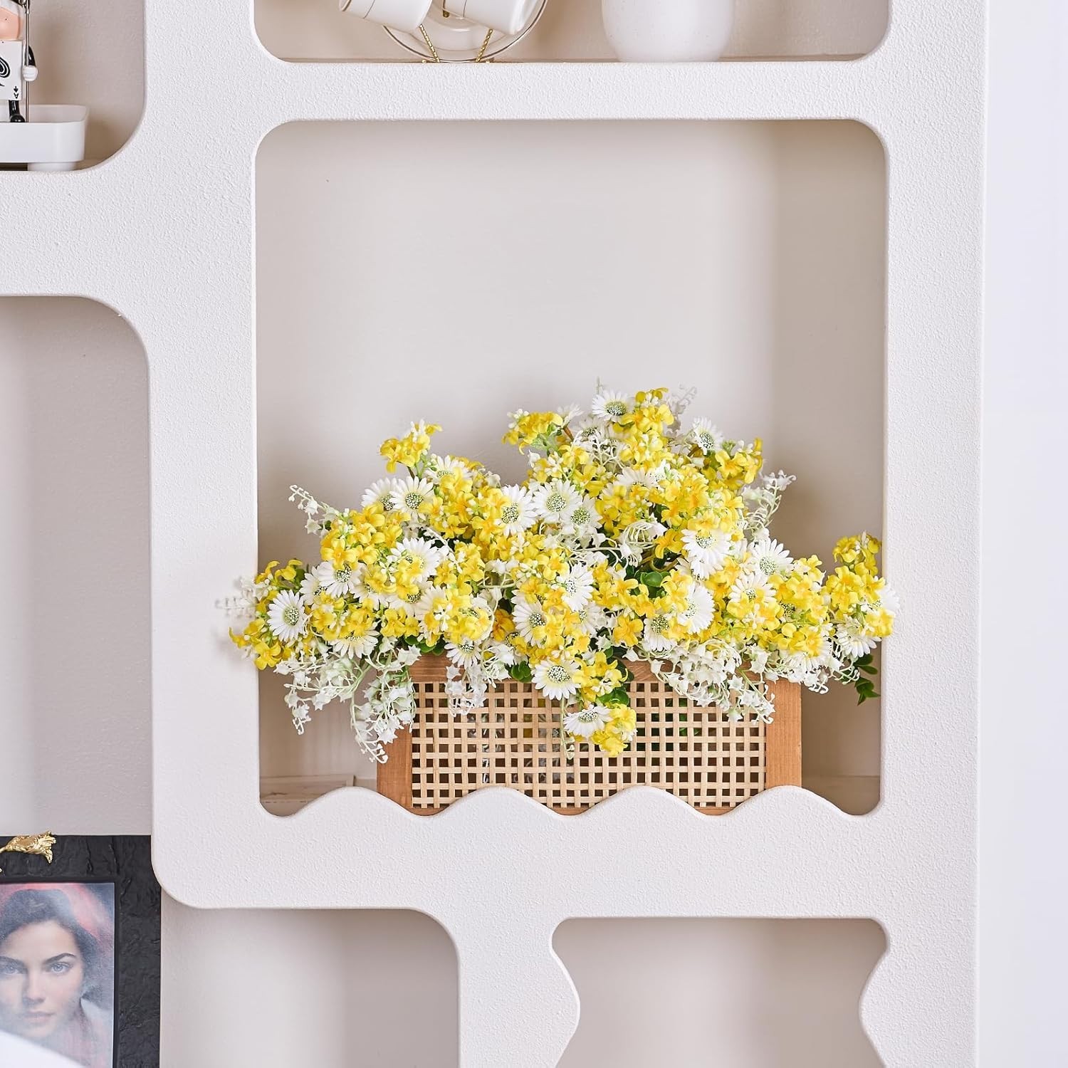 7 Pcs Wildflowers Artificial Flowers Daisies Yellow and White and Faux Wildflow