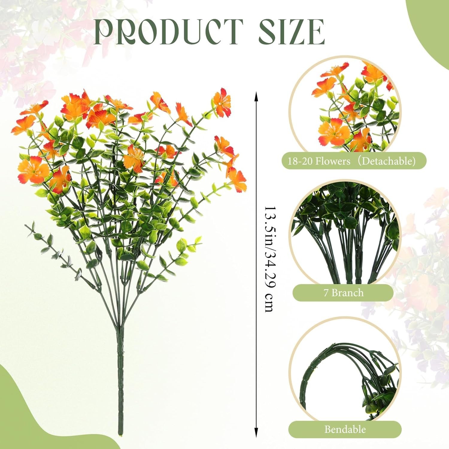 24 Pack Artificial Flowers Outdoor UV Resistant, 6 Colors Realistic Fake Flow…
