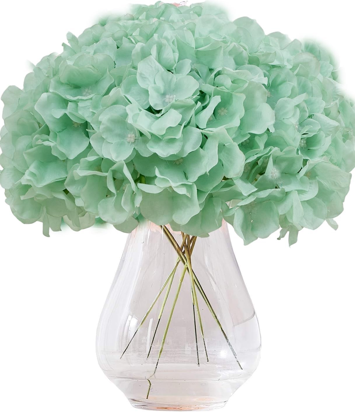 10Pcs Artificial Hydrangea Flowers Blush Heads Fake Hydrangea Silk Flowers