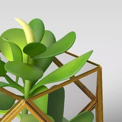 (2 PACK) 5″ x 4″ Artificial Succulent Plant with Brass Terrarium – Opalhouse