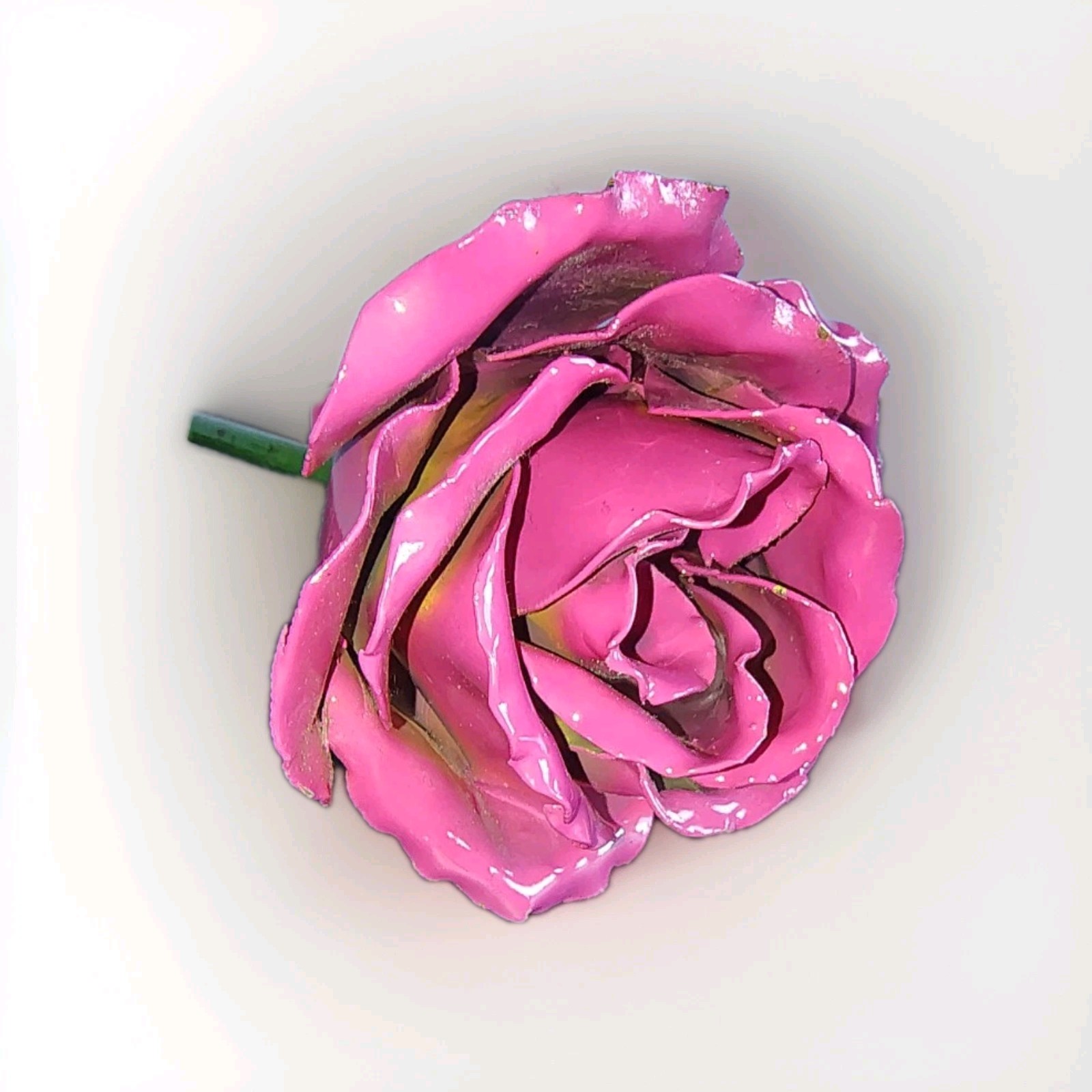HandCrafted Pink Metal Art Rose Stem 10.5″ Decor