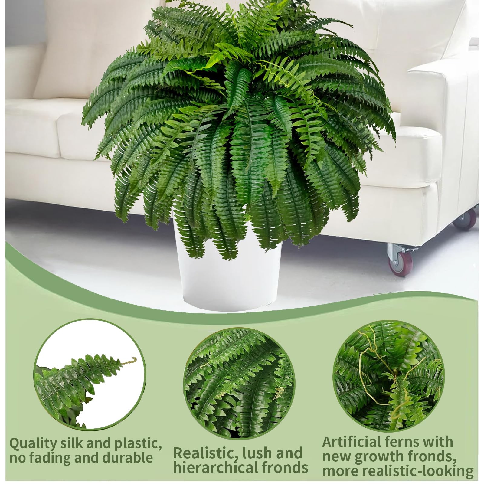 WKTRSM 2 PCS Fake Ferns Artificial for Outdoors Large 48 inch 88 Branches – F…