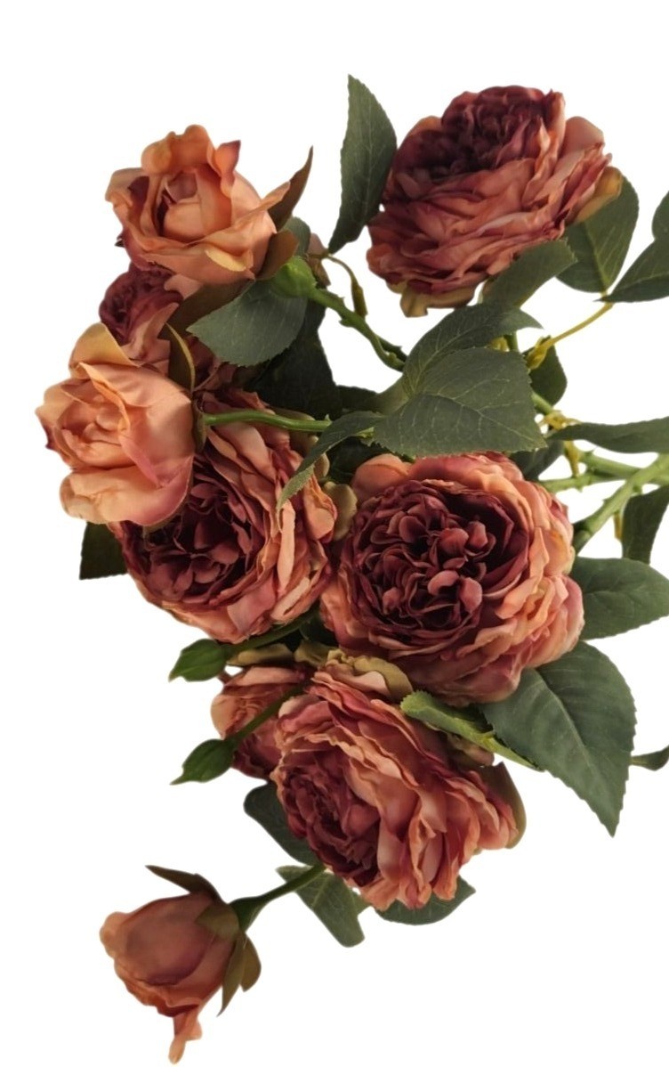 Dusty Mauve Rose Stem Faux Rose Spray Artificial Garden Rose Stem Vintage Mauve