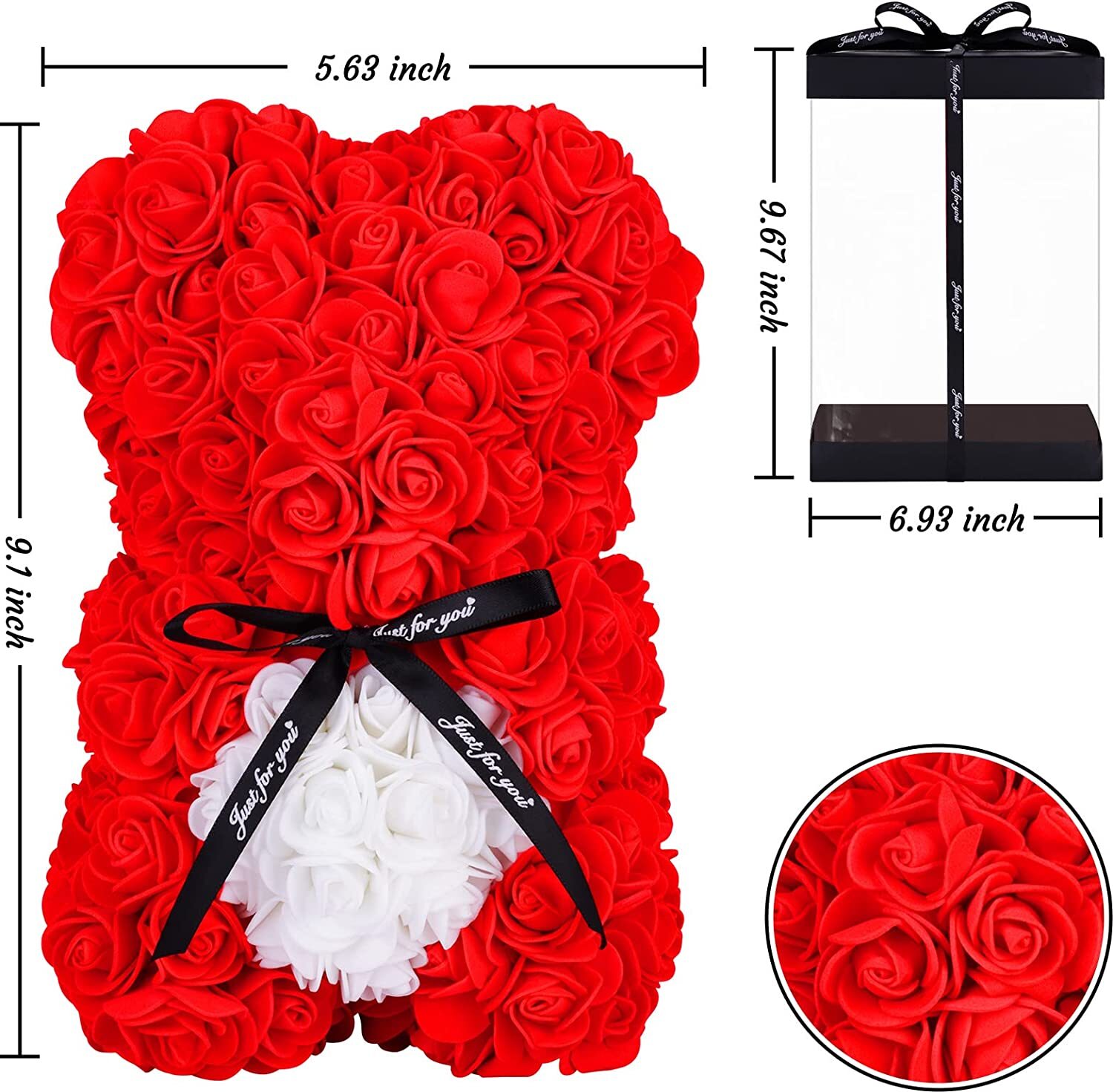 Rose Bear with Box -Artificial Flowers Rose Teddy Bear- the Rose Bear with Greet