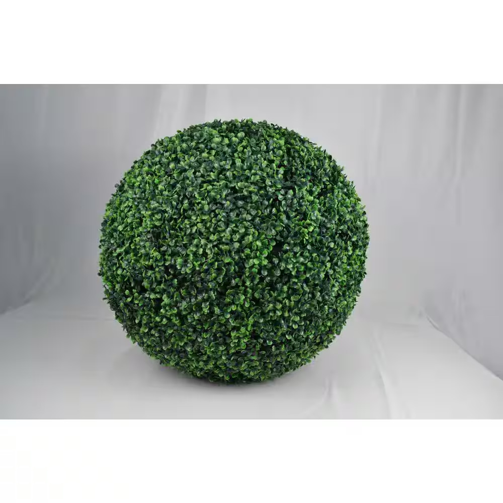 20 In. 2 Piece Artificial Boxwood Tree Ball UV Proof Faux Topiary Ball Lifelike