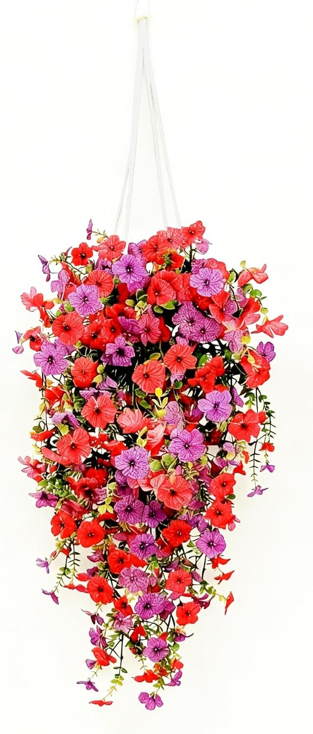 Colorful Silk Fake Flowers with Planter – Easy Installation & Maintenance-Free