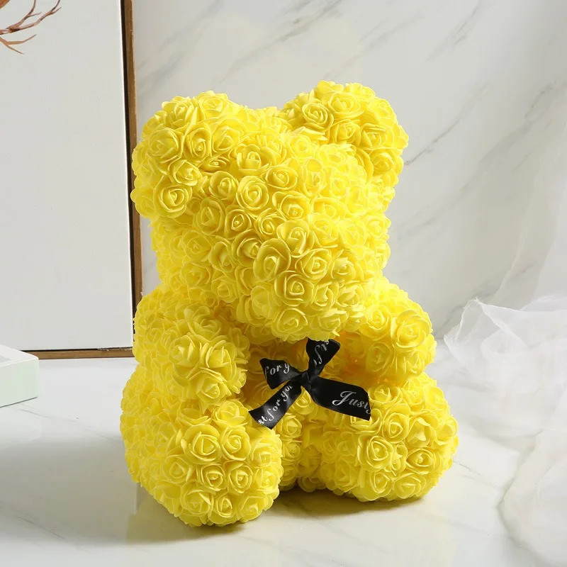 1pcs 25cm Rose Bear Artificial Foam Rose Flower Teddy Bear Valentines Day Gift B
