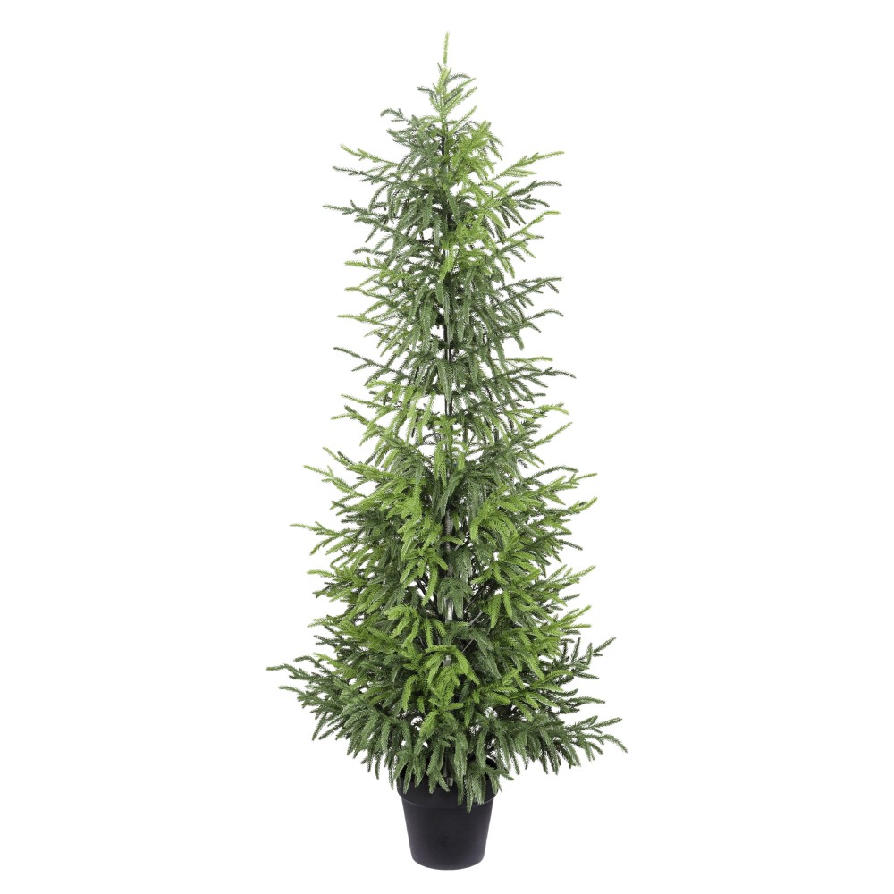 4′ Artificial Real Touch Pine Tree in Black Plastic Pot, 2pc/set