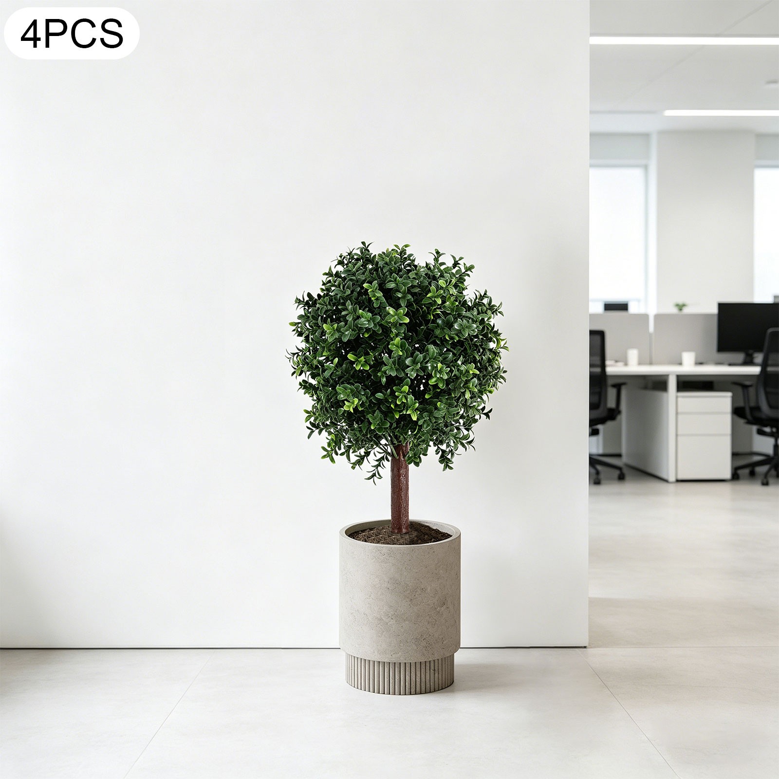 4 Pcs 25.6inch Artificial Boxwood Topiary Ball Trees with Ground Spikes