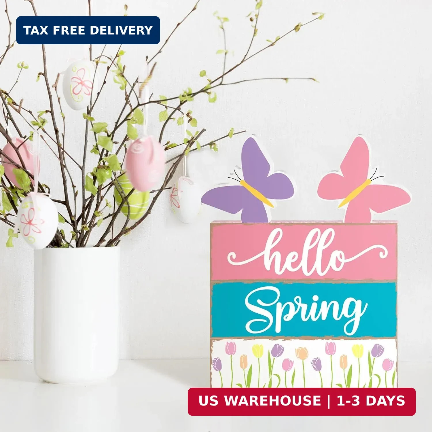 5 Pcs Hello Spring Table Centerpieces Decoration Farmhouse Spring Home House Dec