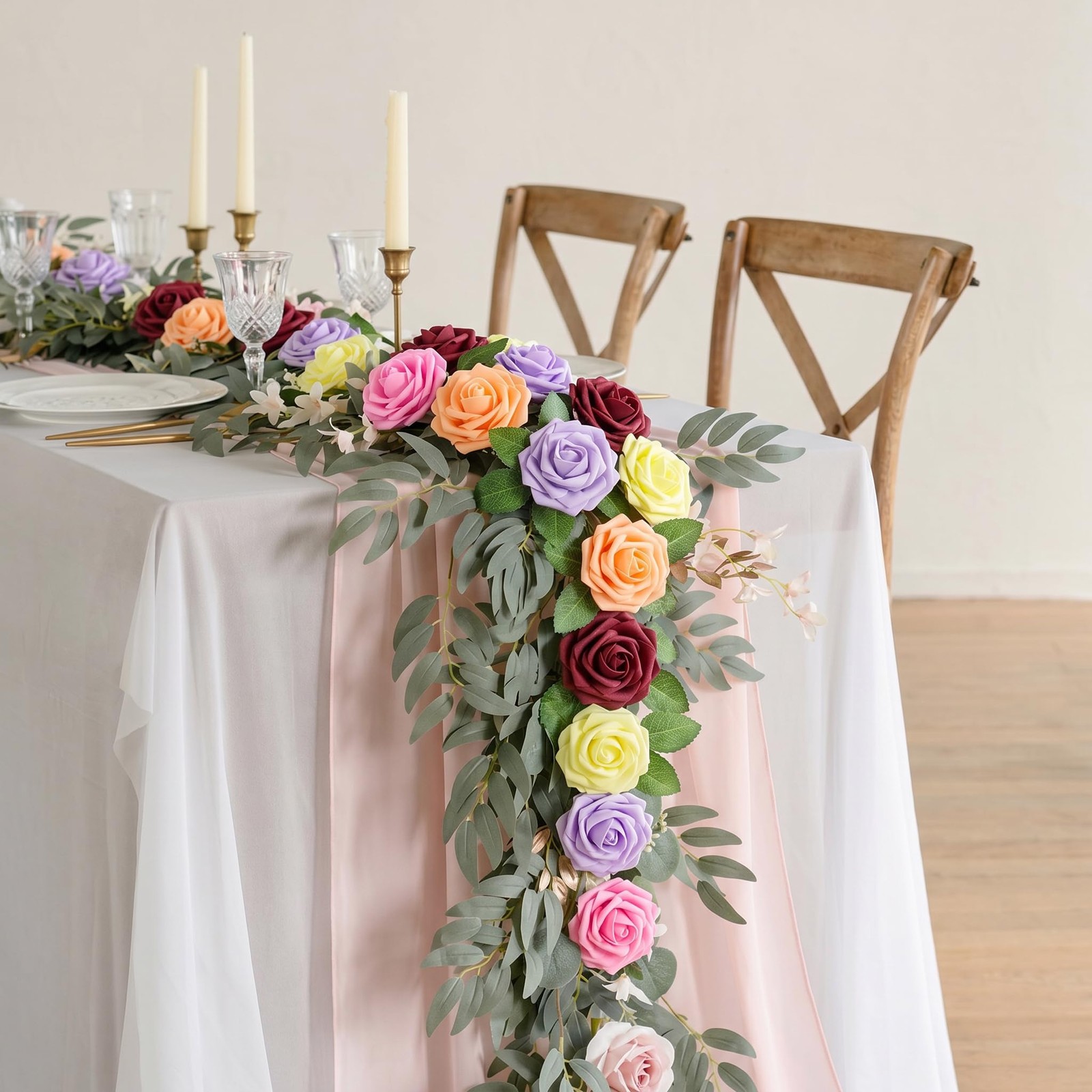 16 Pcs Fake Dark Pink Roses Artificial Flowers
