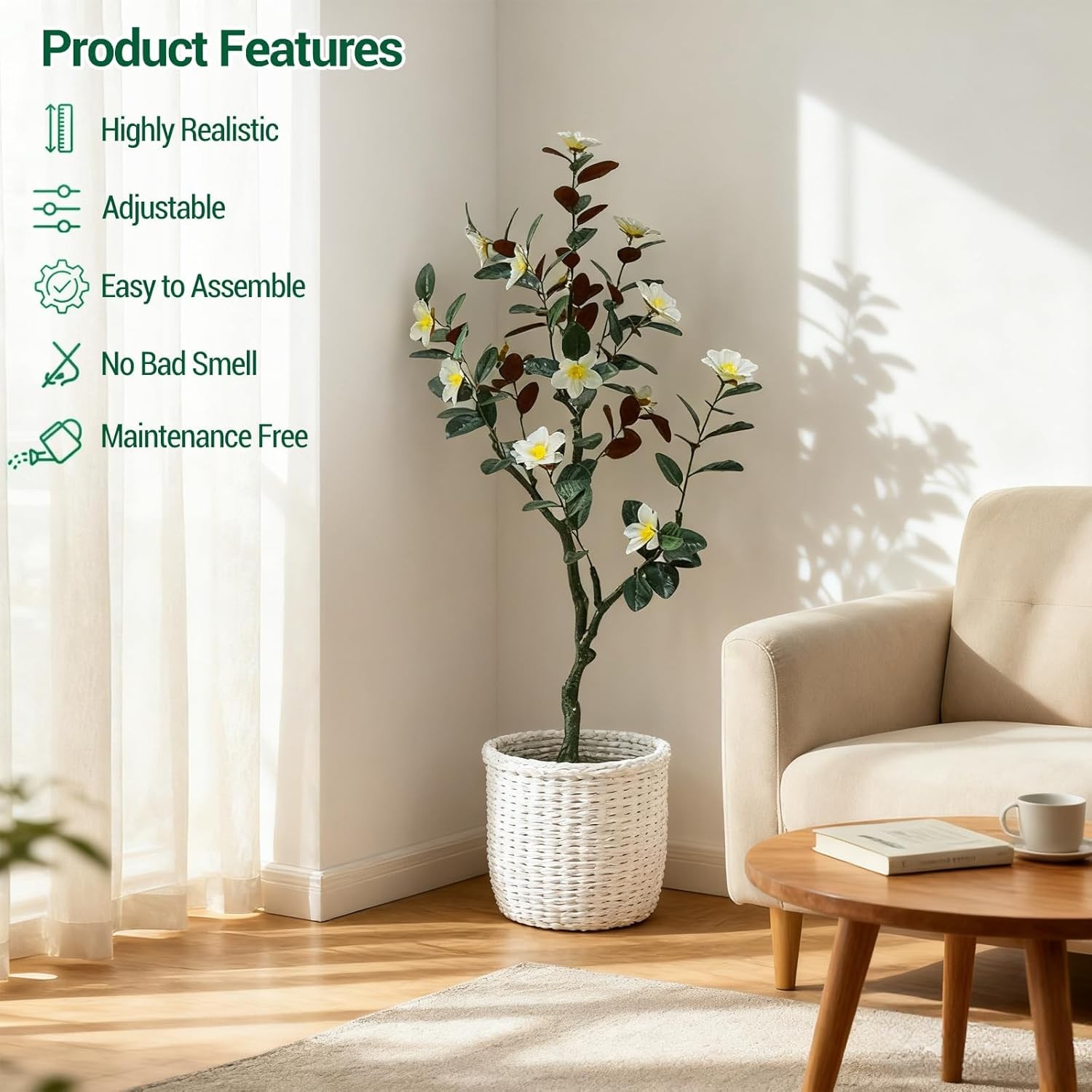 5 FT Artificial Tree Artificial Magnolia Tree Faux Plant for Indoor & Outdoor