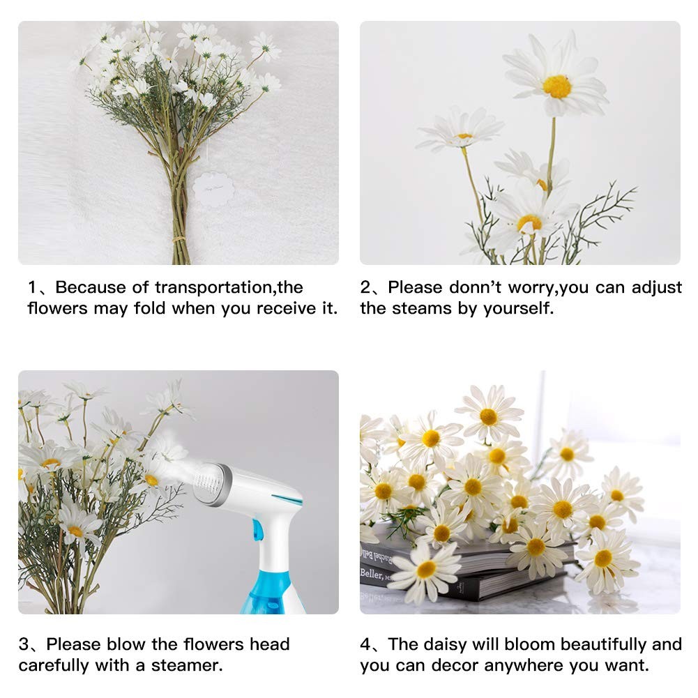 AmyHomie Artificial Daisy Flowers, 10 Bundles Silk Gerber Daisies Bulk, 50 He…