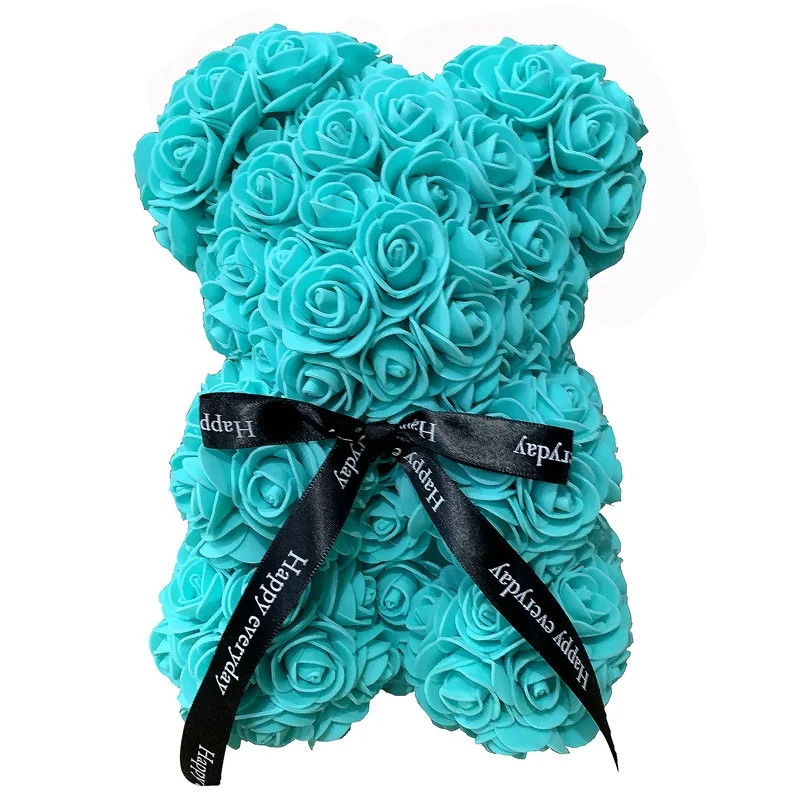 1pcs 25cm Rose Bear Artificial Foam Rose Flower Teddy Bear Valentines Day Gift B