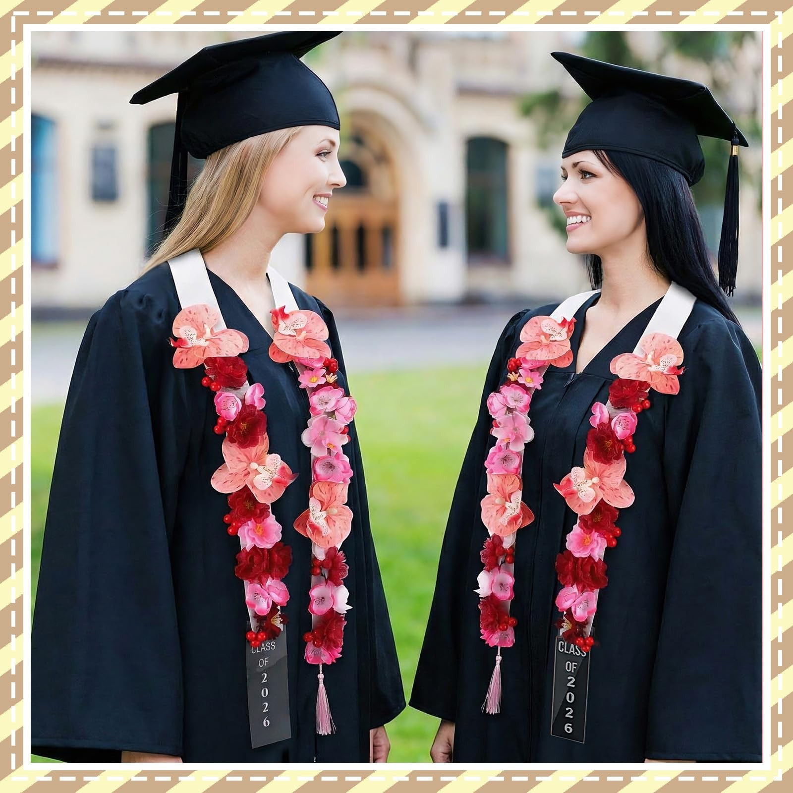 1 Pcs Graduation Lei 2026 Artificial Graduation Candy Lei Ribbon Phalaenopsis…