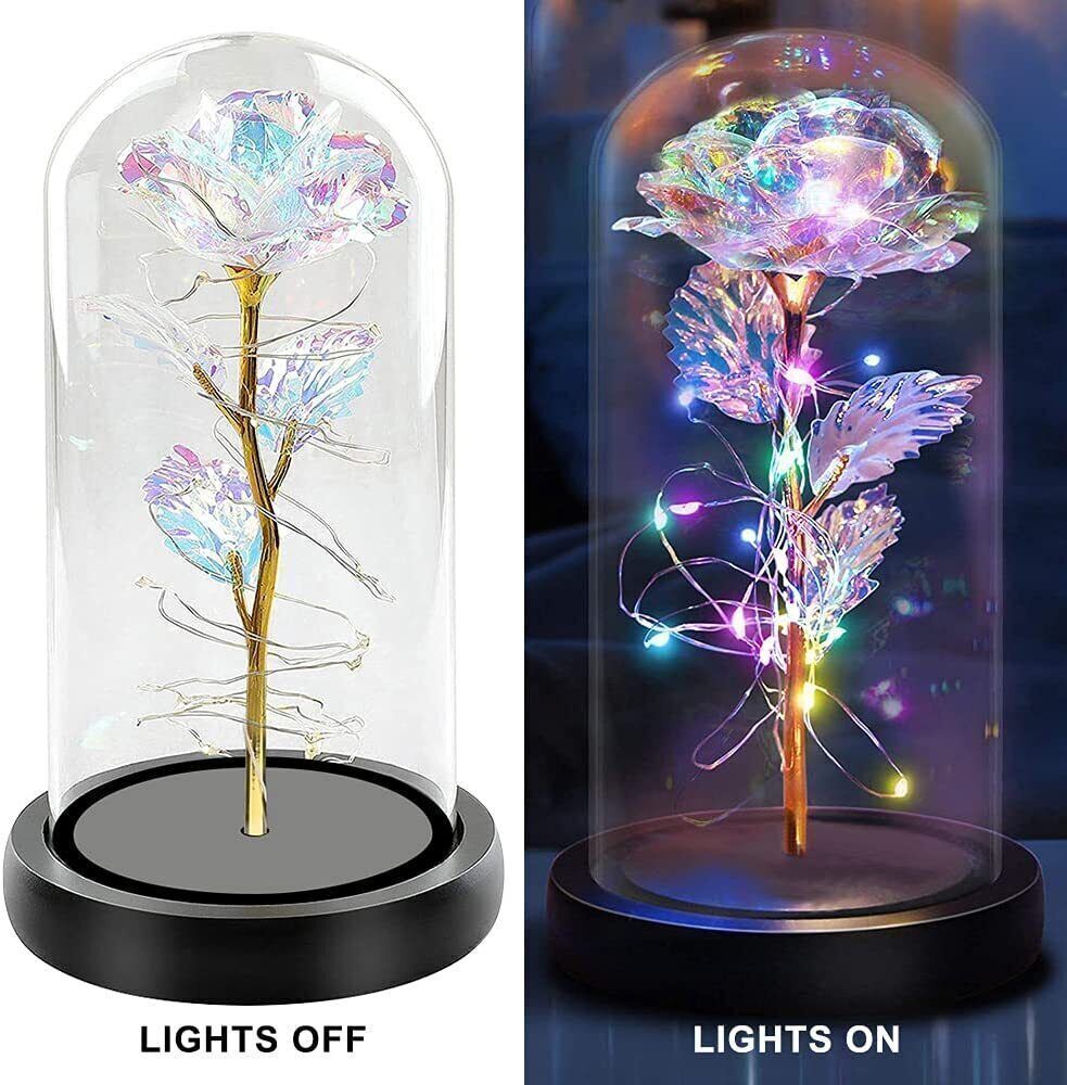 Light Up Roses Forever Rose Lamp Crystal Flower Birthday Gifts for Women