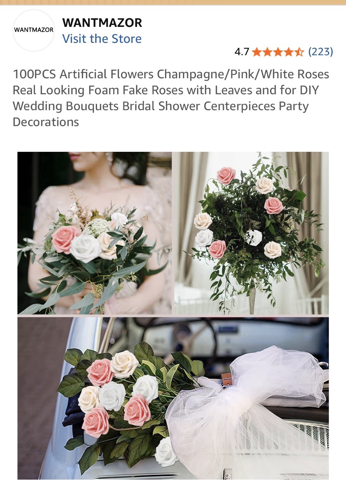 Artificial Flowers 50PCS Pink Roses Real Looking Foam Fake Roses with Leaves …