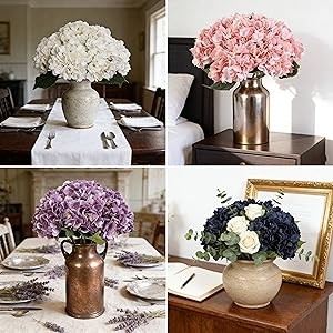 White Hydrangea Artificial Flowers Silk Fake Hydrangeas Faux Hydrangea Flowers