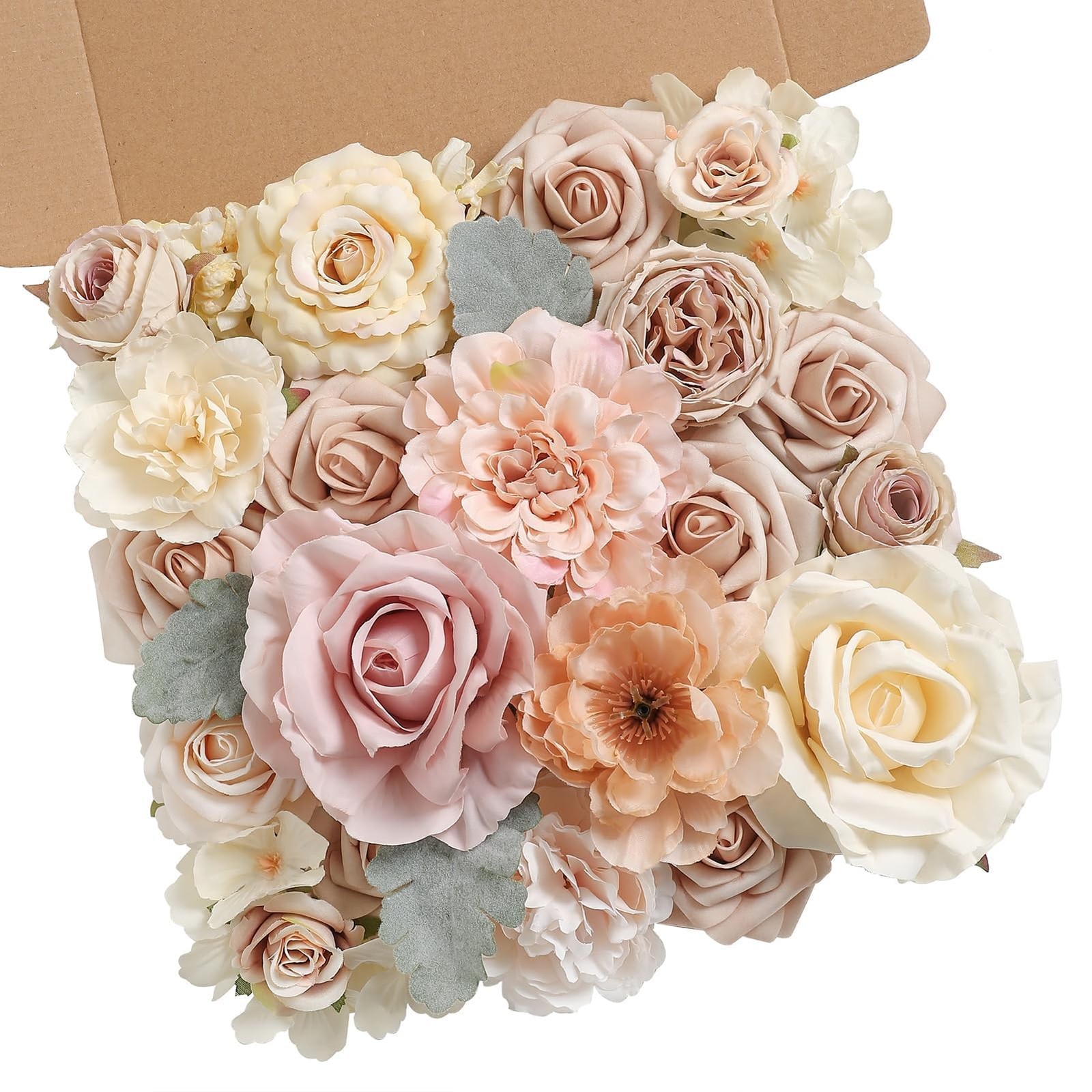 Artificial Flowers Combo Champagne Fake Roses Silk Flowers with Stems for DIY…