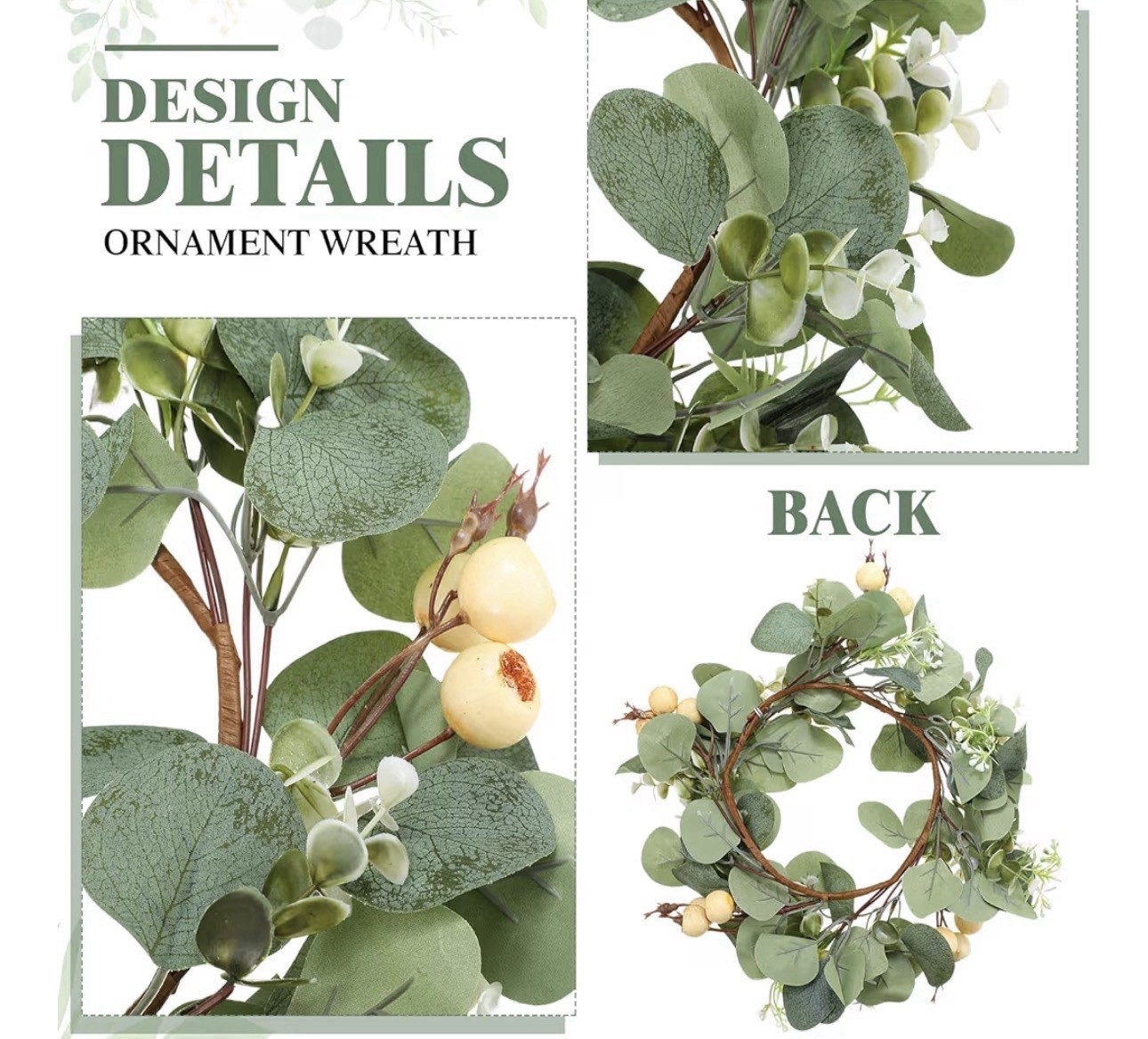 Faux Eucalyptus Wreath Base 12 Inch Greenery Candle Ring DIY Craft Supply