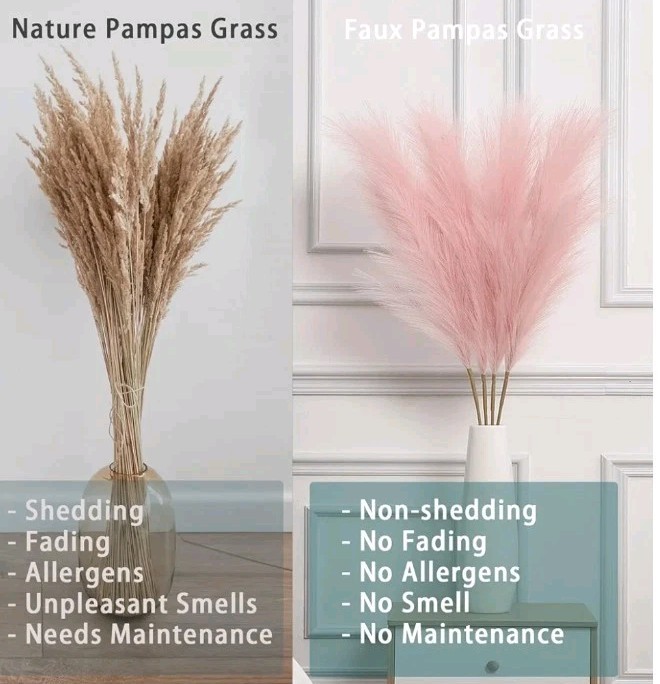 8 PCS Faux Pampas Grass Decor 38″/3.1FT Tall Fake Pompas Floral Large Pink