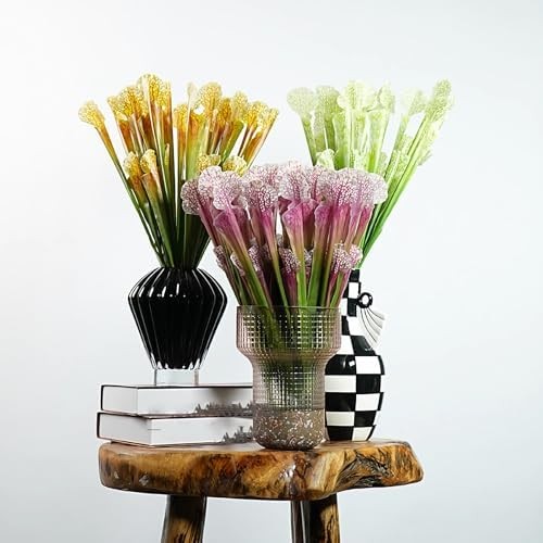 5pcs 17.5″ Artificial Carnivorous Pitcher Plant Fake Sarracenia for Vase Bouquet