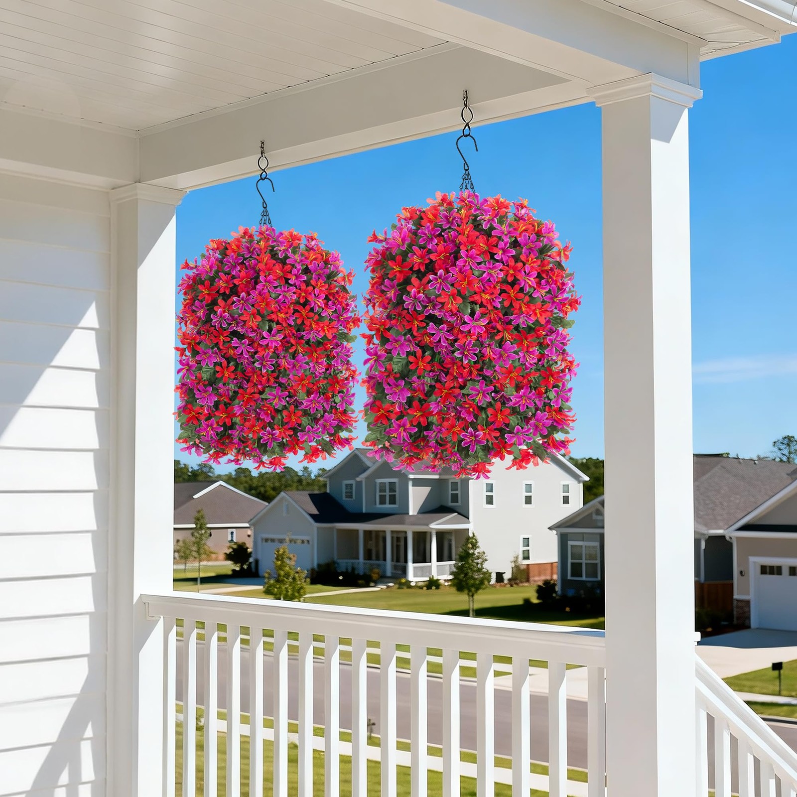 Artificial Lily Flowers for Outdoors Fake Hanging Flower Vines for Outside De…