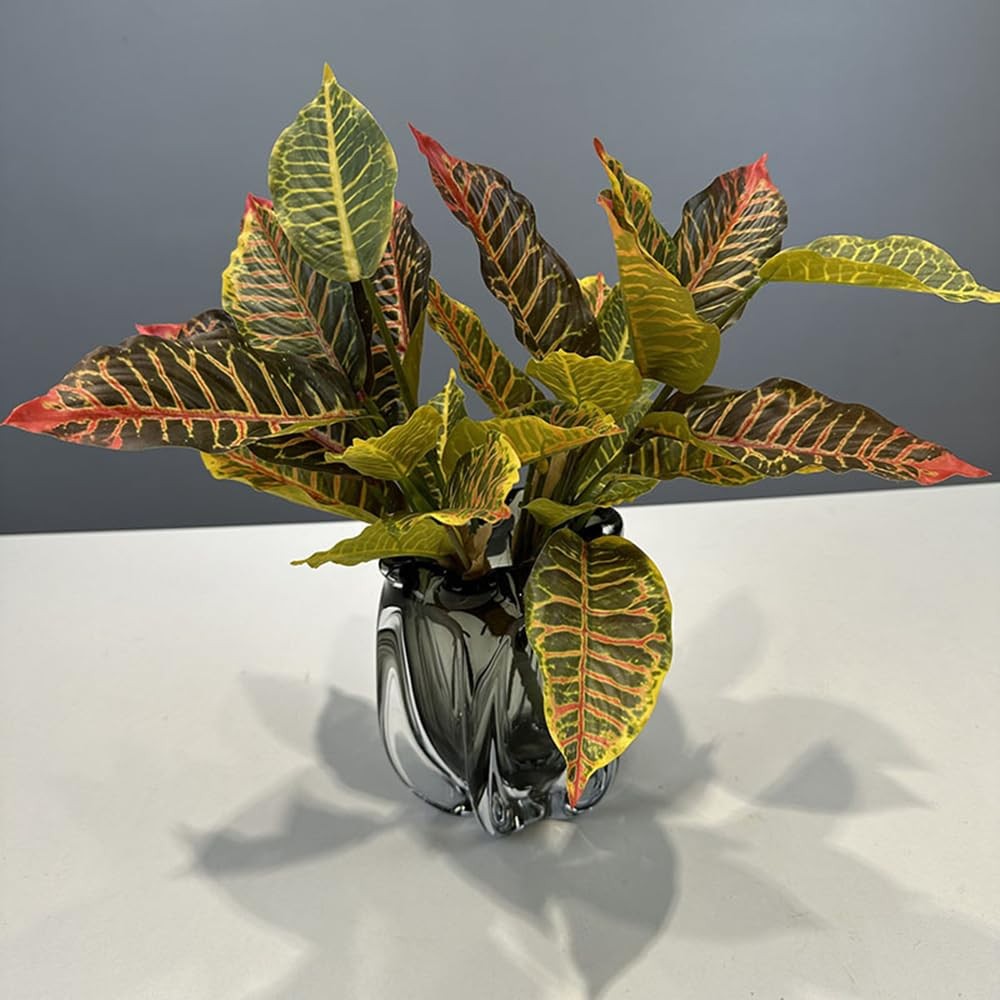 2Pcs Croton Artificial Plant with Colorful Leaves Lifelike Tropical Houseplan…