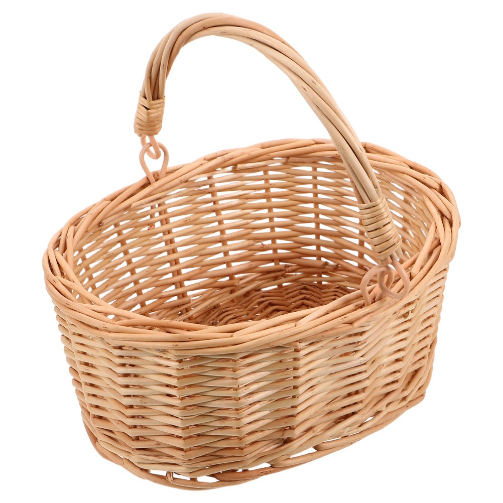 Wicker Flower Girl Basket Outdoor for Flowers Garden Decoration Bridal Floral